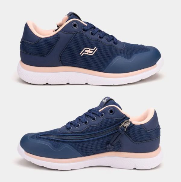 voyage navy and peach womens friendly shoes adaptive shoes. left and right shot