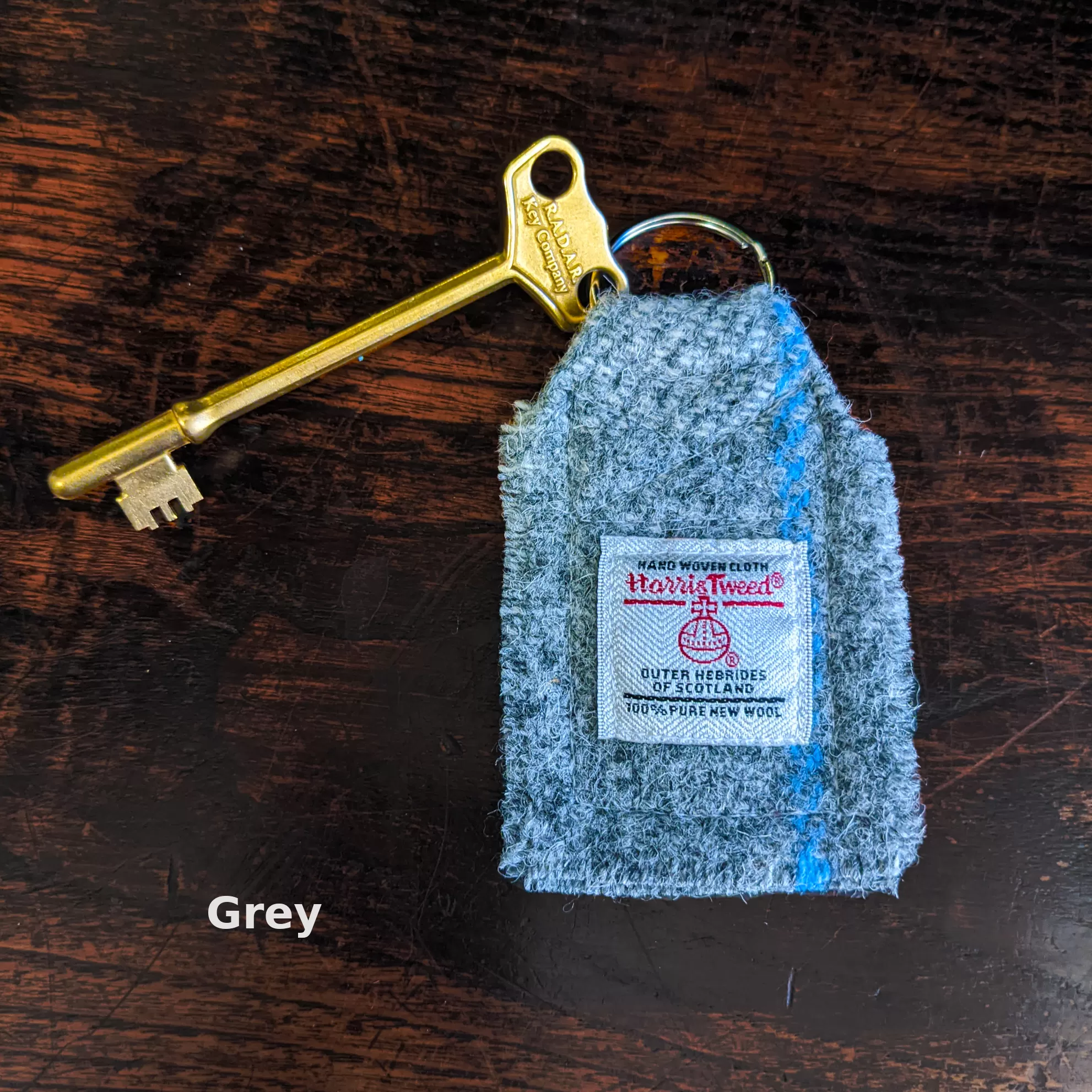 Brass RADAR key with Harris Tweed key fob - small head | The RADAR Key Company - Image 7