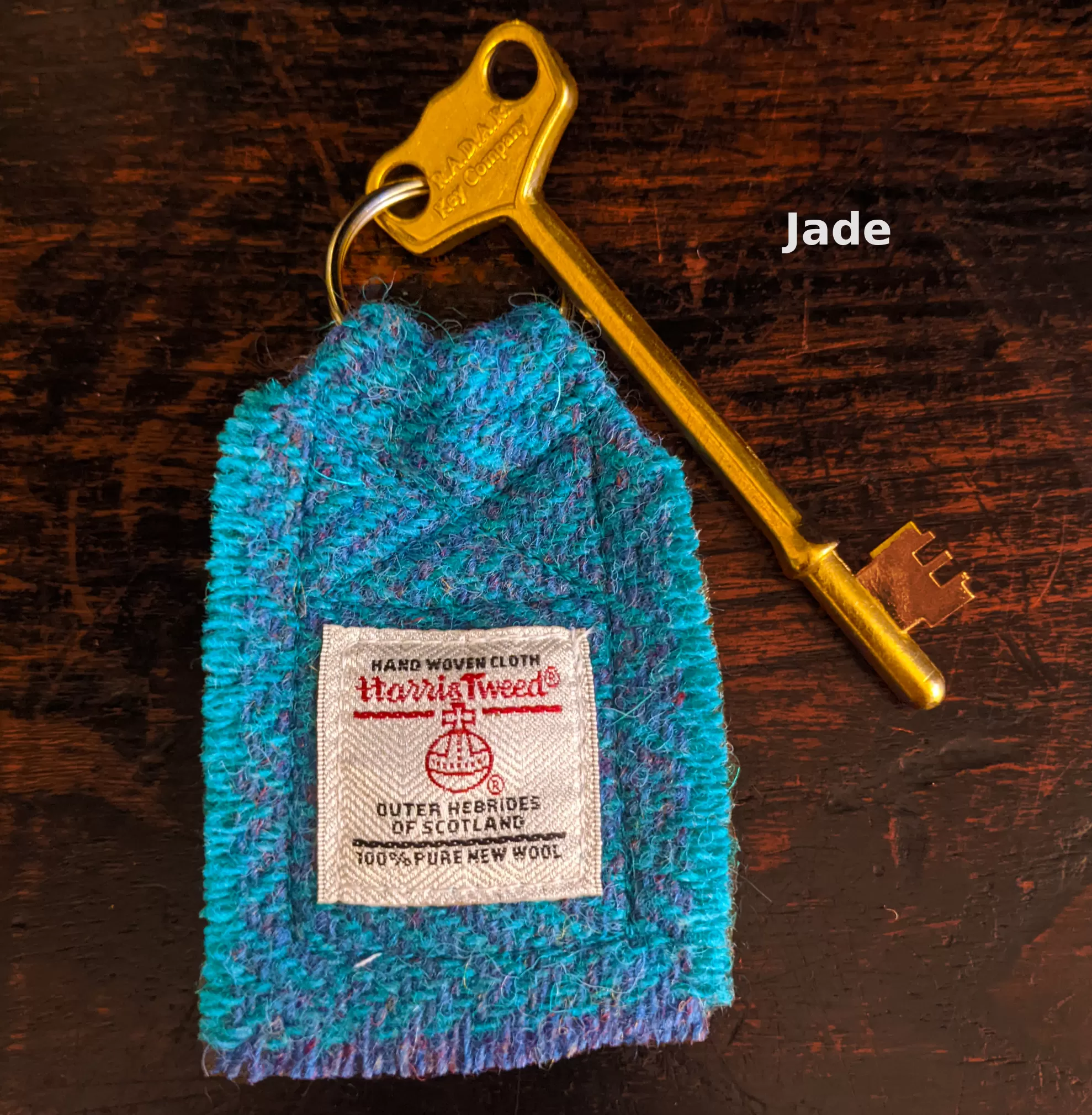 Brass RADAR key with Harris Tweed key fob - small head | The RADAR Key Company - Image 9