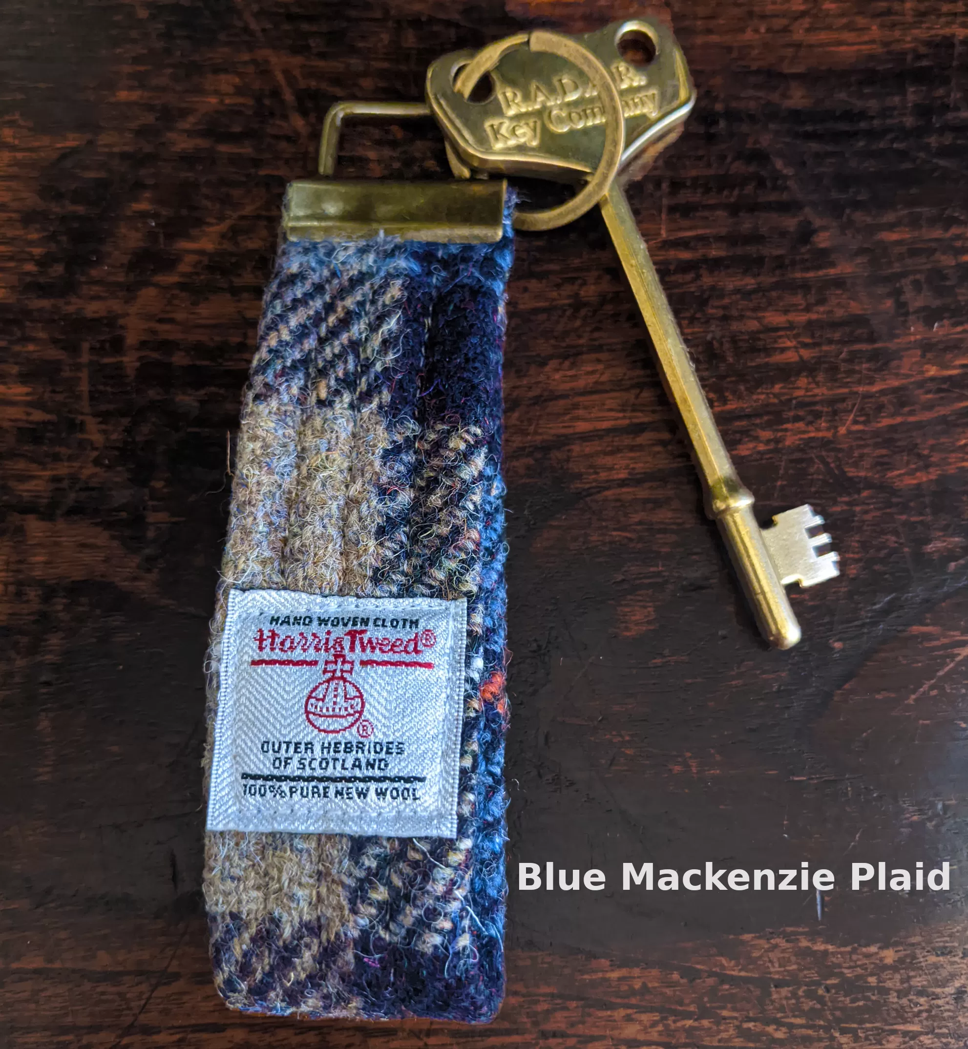 Brass RADAR key with Harris Tweed looped key fob - large head | The RADAR Key Company - Image 13