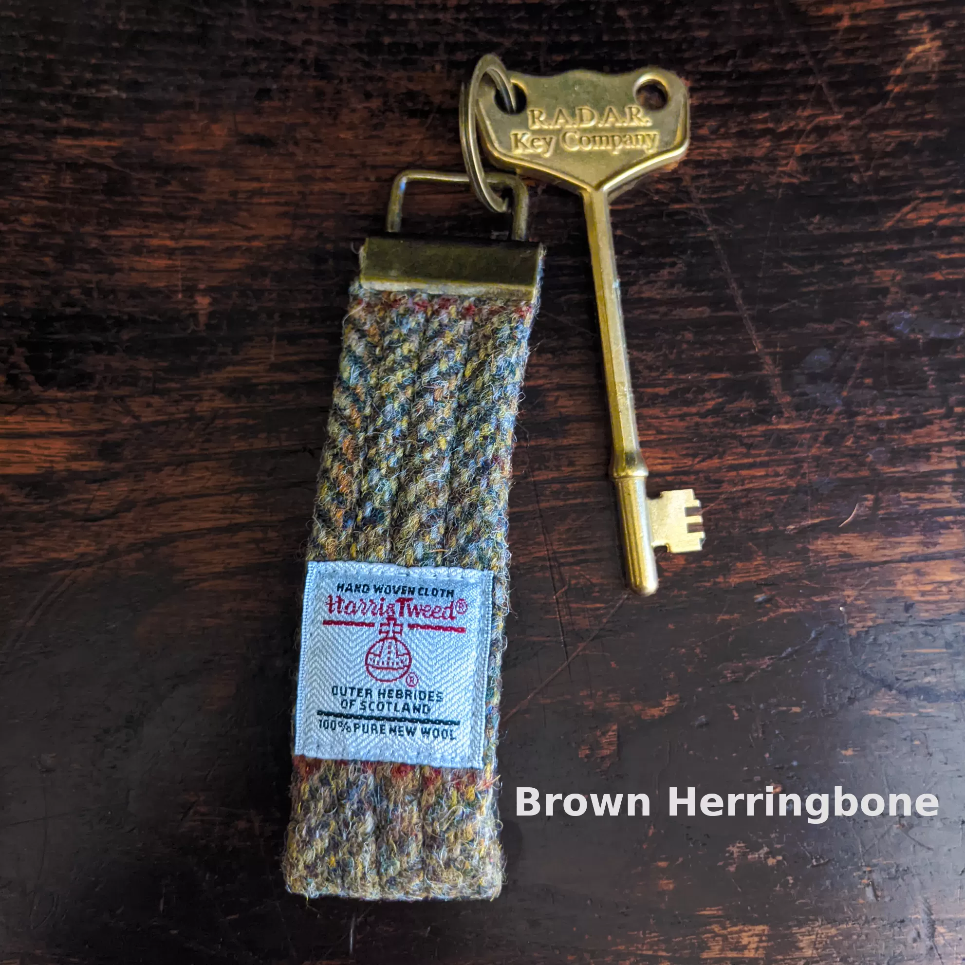 Brass RADAR key with Harris Tweed looped key fob - large head | The RADAR Key Company - Image 11
