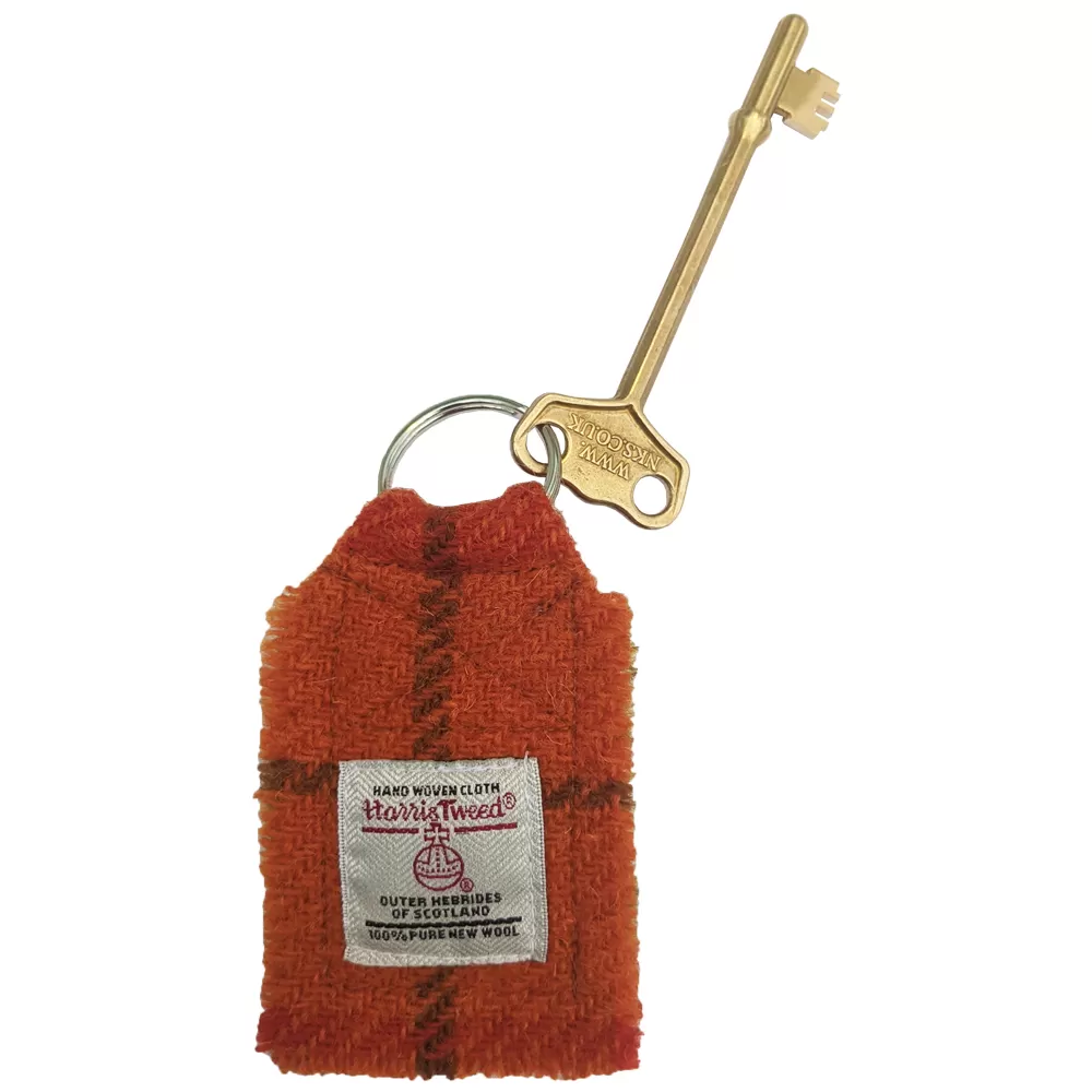 Brass RADAR key with Harris Tweed key fob - small head | The RADAR Key Company - Image 3