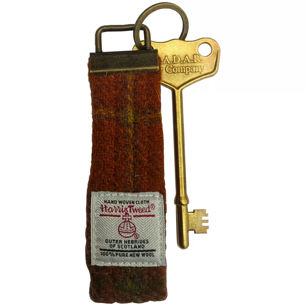 Brass RADAR key with Harris Tweed looped key fob - large head | The RADAR Key Company - Image 4