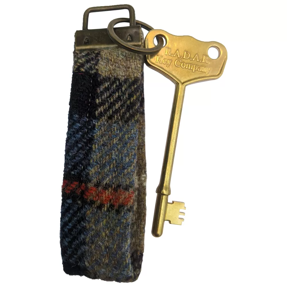 Brass RADAR key with Harris Tweed looped key fob - large head | The RADAR Key Company - Image 6