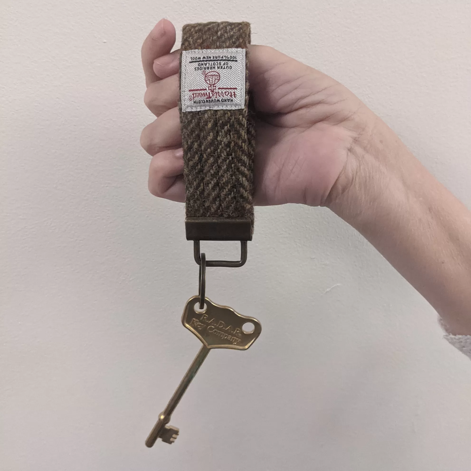 Brass RADAR key with Harris Tweed looped key fob - large head | The RADAR Key Company - Image 7