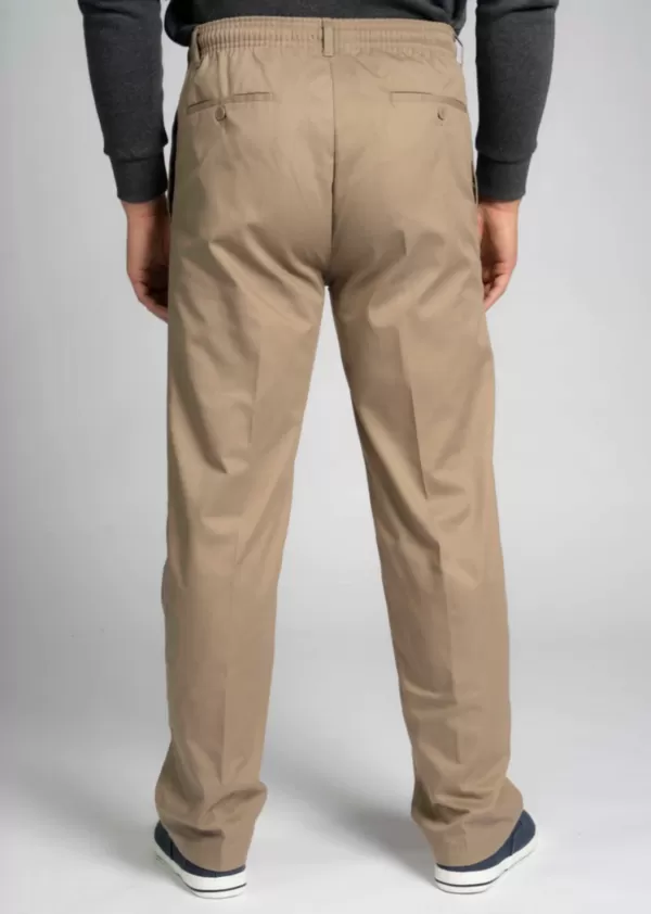 Men's Aubrey straight fit elastic waist adaptive pull-on trousers - Sand - Image 4