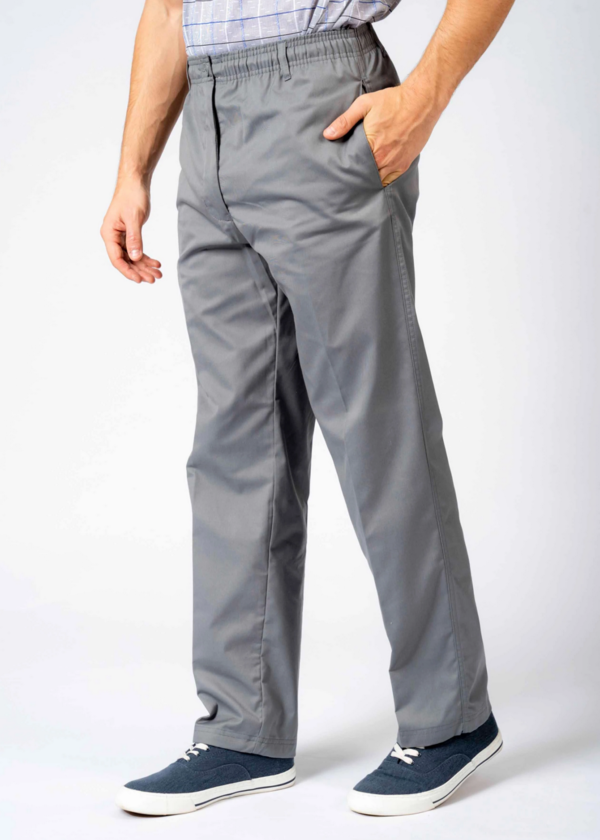 Men's Aubrey straight fit elastic waist adaptive pull-on trousers - Grey