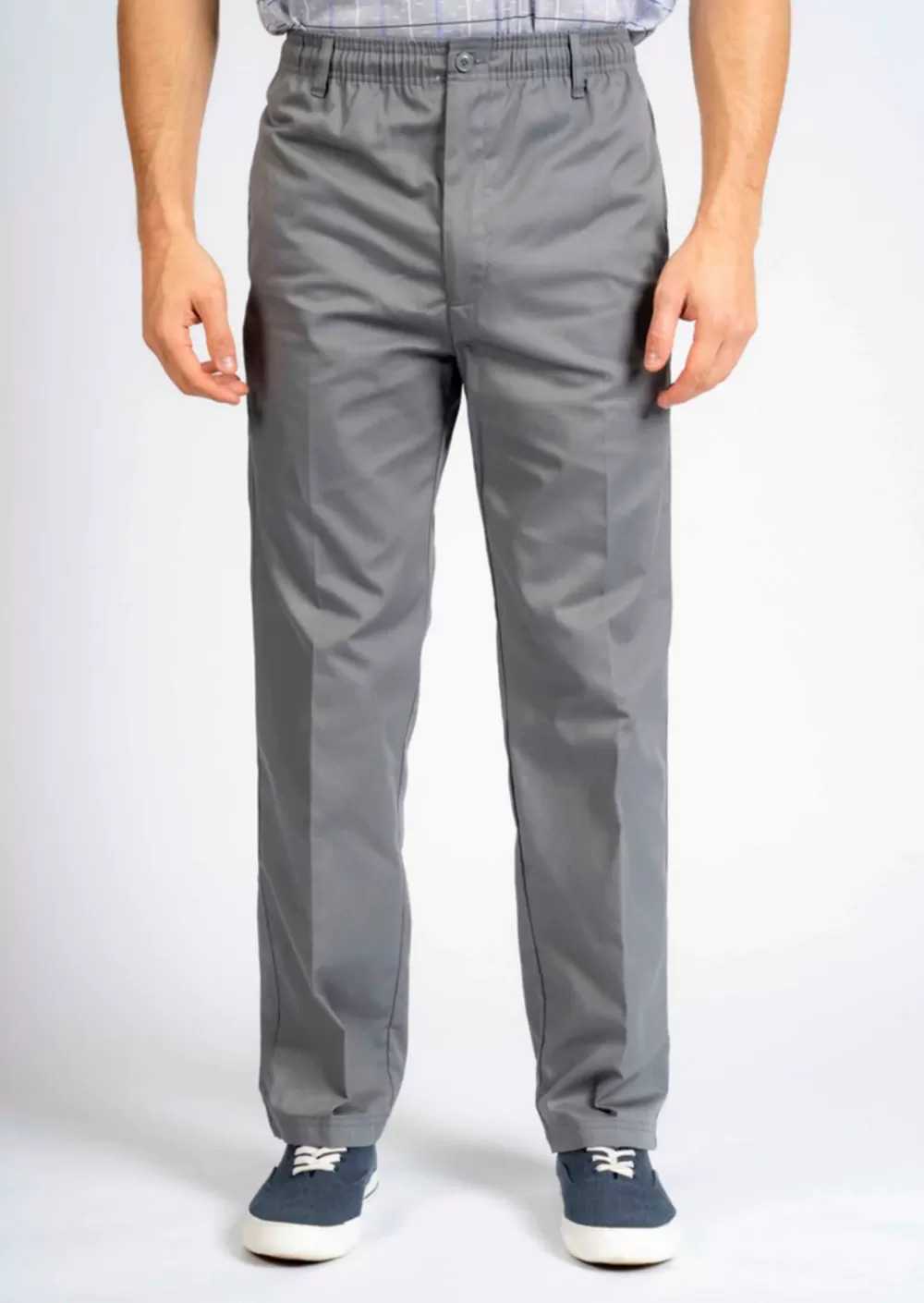 Men's Aubrey straight fit elastic waist adaptive pull-on trousers - Grey - Image 3