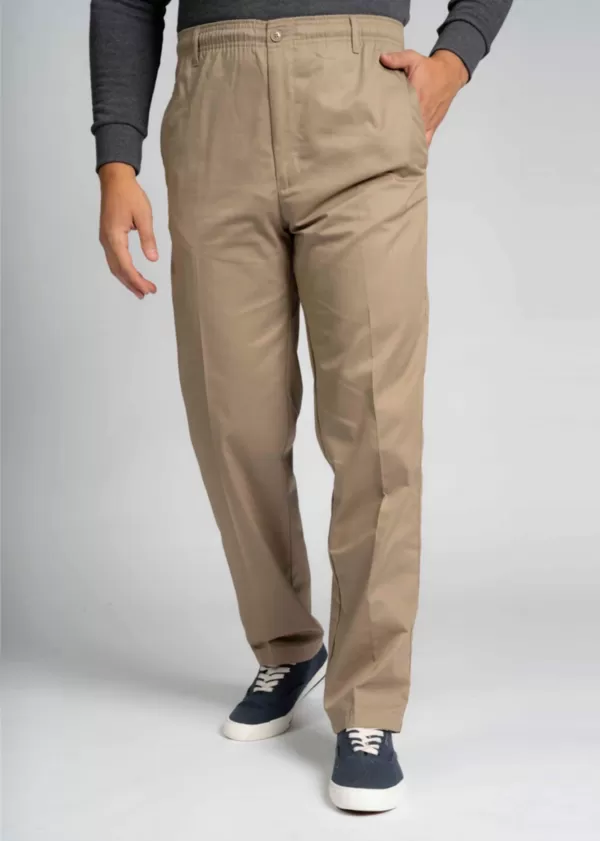 Men's Aubrey straight fit elastic waist adaptive pull-on trousers - Sand - Image 3