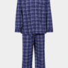 Men's Lewis brushed cotton velcro front fastening PJ set - Blue Check - Image 3