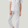 Women's Jennifer floral velcro front fastening short sleeve PJ set - Lilac