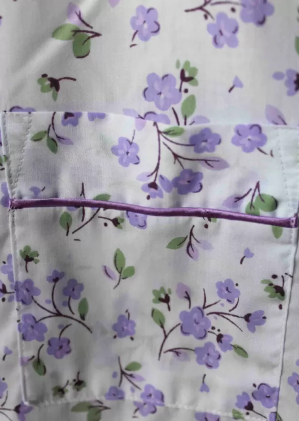 Women's Jennifer floral velcro front fastening short sleeve PJ set - Lilac - Image 3