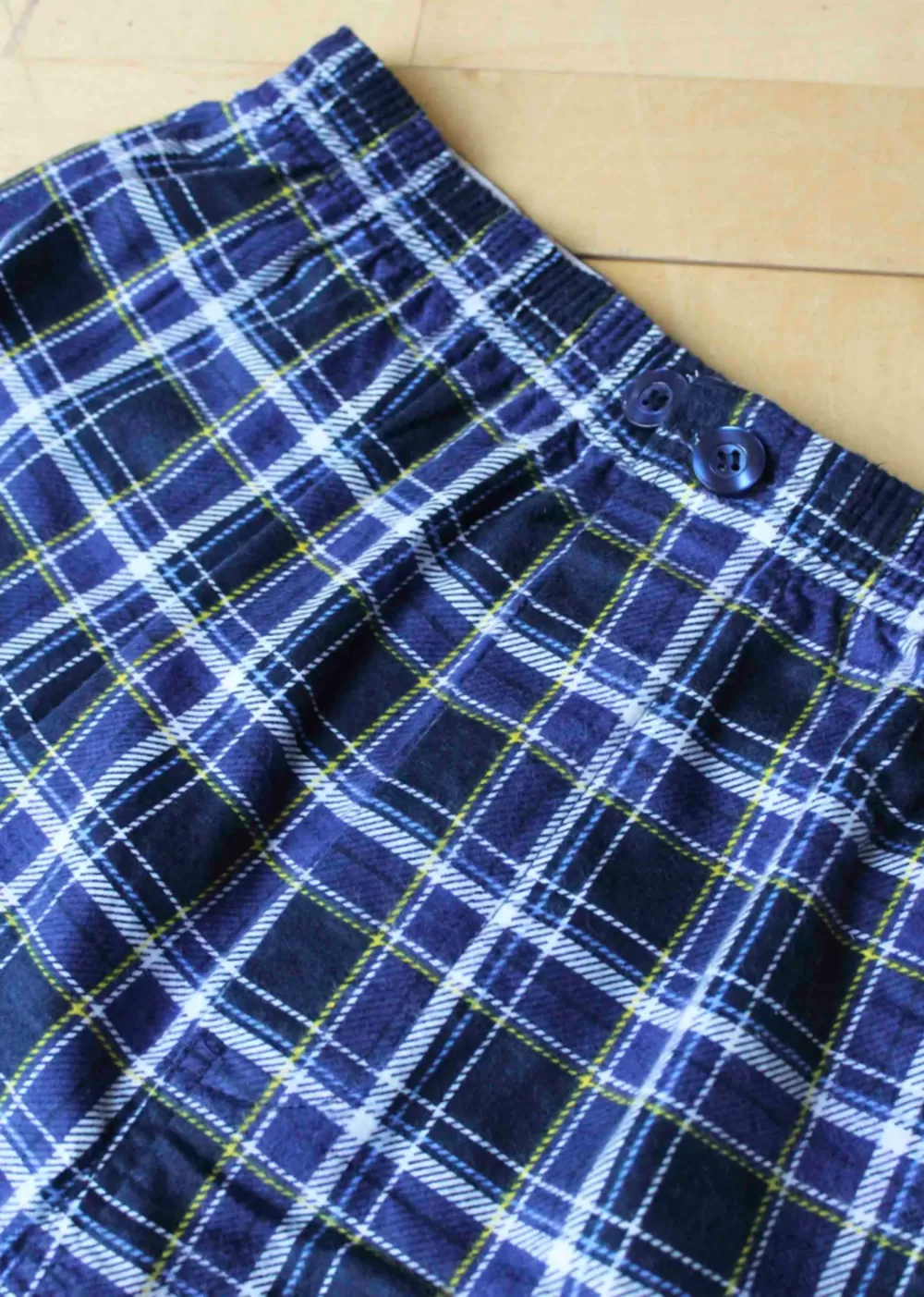 Men's Lewis brushed cotton velcro front fastening PJ set - Blue Check - Image 4