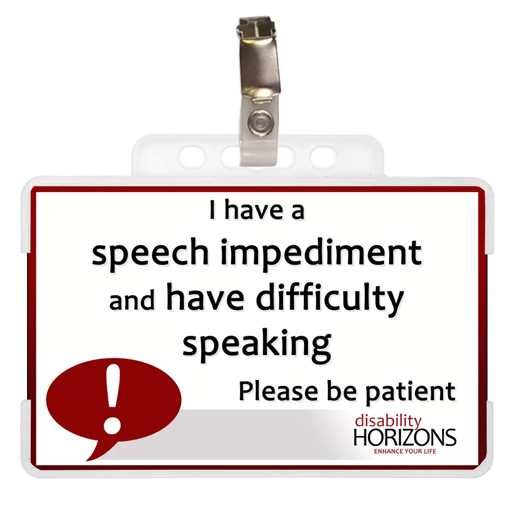 Speech impediment awareness card and lanyard