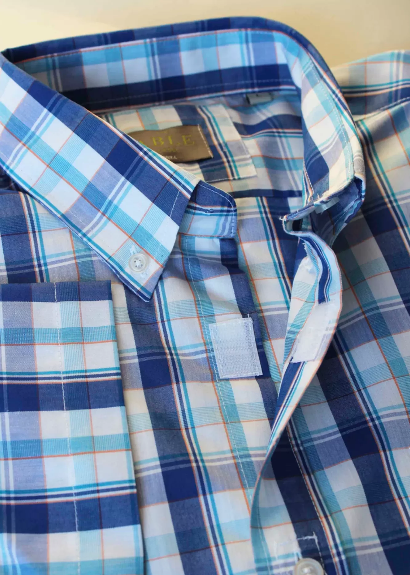 Men's Harvey short sleeve front velcro fastening adaptive shirt - Med Blue - Image 2