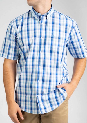 Men’s Harvey short sleeve front velcro fastening adaptive shirt – Med Blue