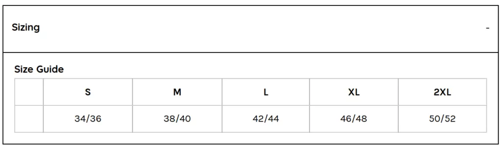 Hoodie Size Guide - S 34/36" M 38/40" L 42/44" XL 46/48" 2XL 50/52"