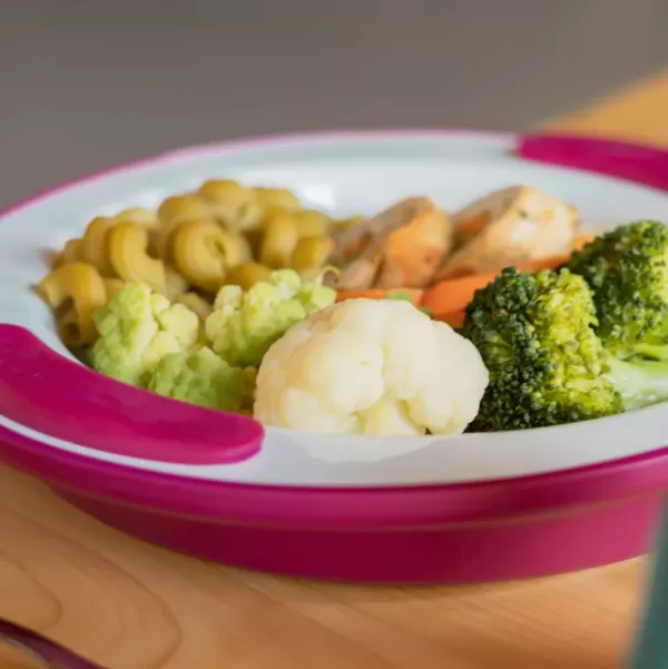 Ornamin Keep Warm Plate with Steamed Veg inside.