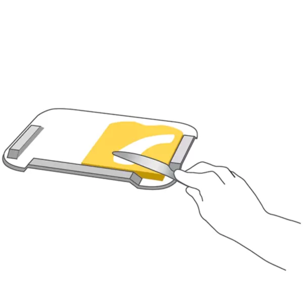 Diagram showing butter being spread a top the Non-slip tray