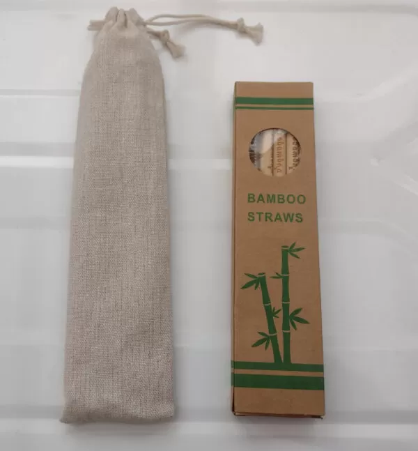 20 Bamboo Drinking Straws Set with Carry Bag & Cleaning Brush - Image 2