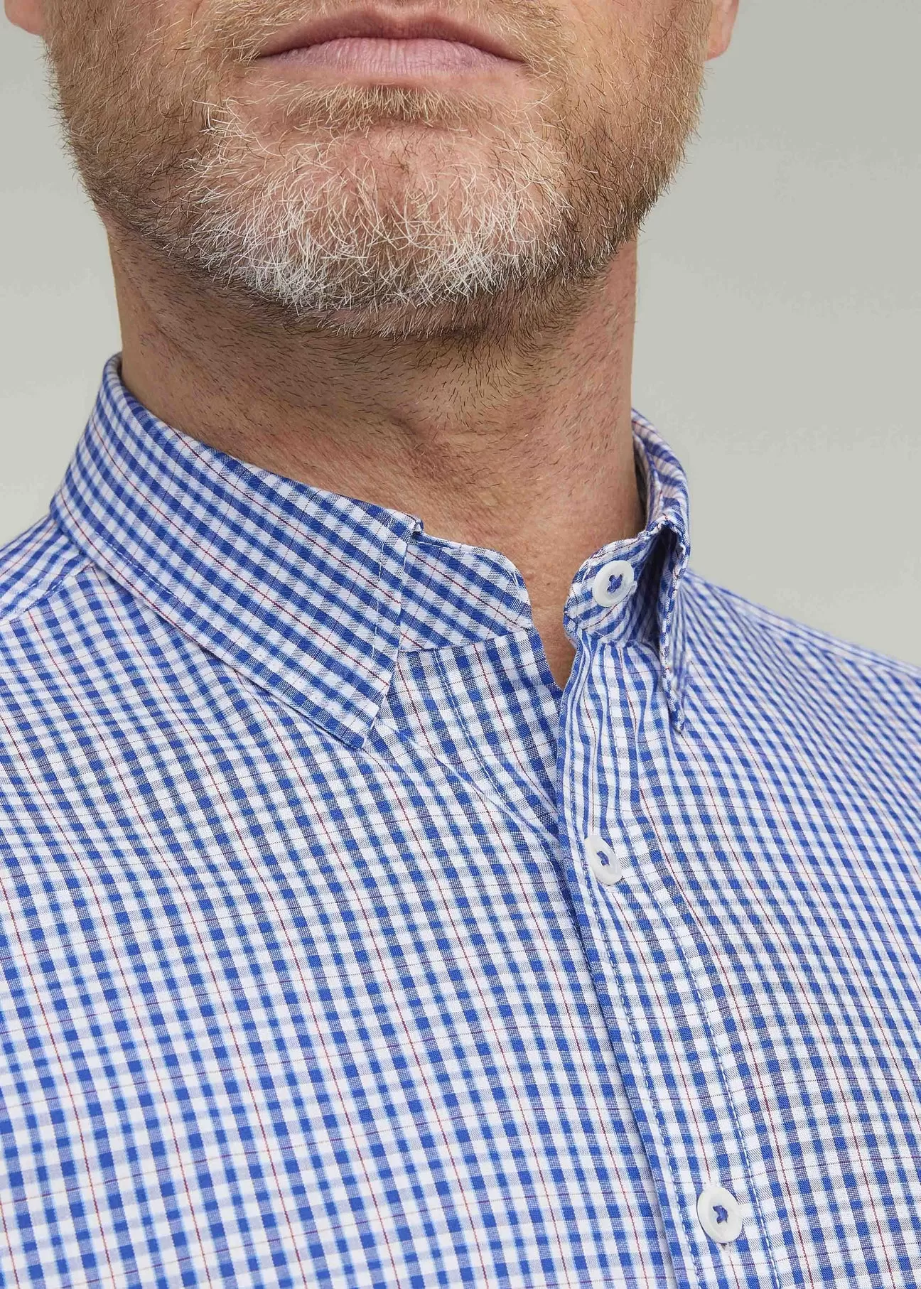 Miles Cotton Classic Fit Long Sleeve Velcro Shirt - True Blue Check - The Able Label - Image 2