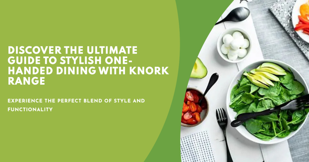 image of black knorks on a table of food and text "The Ultimate stylish one handed dining guide"