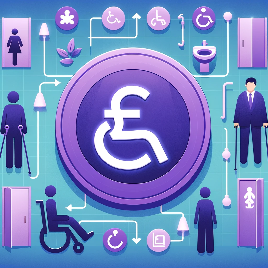 Symbolic image of the purple pound and disabled toilets for Euan's Guide Access Survey 