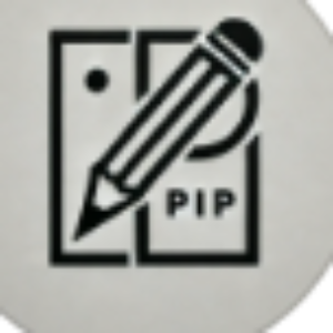 The image shows a black icon consisting of a pencil diagonally placed over a document, with the letters "PIP" written below. It appears to represent the process of filling out forms, specifically related to Personal Independence Payment (PIP). The design is simple and graphic, using solid black shapes on a light gray circular background.